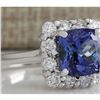 Image 2 : 3.72 CTW Natural Blue Tanzanite And Diamond Ring In 14K White Gold