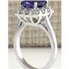 Image 3 : 3.72 CTW Natural Blue Tanzanite And Diamond Ring In 14K White Gold