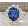 Image 1 : 6.75 CTW Natural Tanzanite And Diamond Ring In 18K Yellow Gold