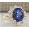 Image 2 : 6.75 CTW Natural Tanzanite And Diamond Ring In 18K Yellow Gold