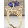 Image 3 : 6.75 CTW Natural Tanzanite And Diamond Ring In 18K Yellow Gold