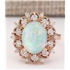 Image 1 : 4.15 CTW Natural Opal And Diamond Ring In 14k Rose Gold