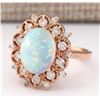 Image 2 : 4.15 CTW Natural Opal And Diamond Ring In 14k Rose Gold