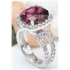 Image 5 : 10.16 CTW Natural Tourmaline 14K Solid White Gold Diamond Ring