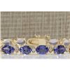 Image 1 : 18.03CTW Natural Tanzanite And Diamond Bracelet In 14K Solid Yellow Gold