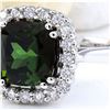 Image 2 : 4.21 CTW Natural Tourmaline 14K Solid White Gold Diamond Ring