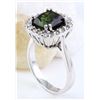 Image 4 : 4.21 CTW Natural Tourmaline 14K Solid White Gold Diamond Ring