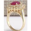 Image 3 : 3.27 CTW Natural Ruby And Diamond Ring 18K Solid Yellow Gold