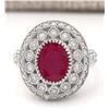 Image 1 : 3.76 CTW Natural Ruby And Diamond Ring In 14k White Gold