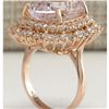 Image 3 : 14.50 CTW Natural Peach Morganite And Diamond Ring In 18K Solid Rose Gold