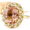 Image 2 : 7.92 CTW Natural Morganite 14K Solid Yellow Gold Diamond Ring