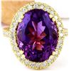 Image 1 : 9.10 CTW Natural Amethyst 14K Solid Yellow Gold Diamond Ring