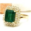 Image 2 : 4.80 CTW Natural Emerald 14K Solid Yellow Gold Diamond Ring