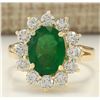 Image 1 : 3.34 CTW Natural Emerald And Diamond Ring In 14k Yellow Gold