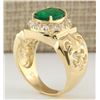 Image 3 : 3.02 CTW Natural Emerald And Diamond Ring In 18K Yellow Gold