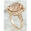 Image 4 : 7.12 CTW Morganite 14K Rose Gold Diamond Ring