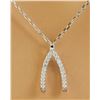 Image 1 : 0.11 CTW Diamond 18K White Gold Wishbone Necklace