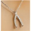 Image 2 : 0.11 CTW Diamond 18K White Gold Wishbone Necklace