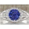 Image 1 : 1.05 CTW Natural Tanzanite And Diamond Ring 14K Solid White Gold