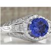 Image 2 : 1.05 CTW Natural Tanzanite And Diamond Ring 14K Solid White Gold