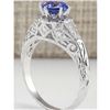 Image 3 : 1.05 CTW Natural Tanzanite And Diamond Ring 14K Solid White Gold