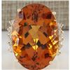 Image 1 : 32.41 CTW Natural Citrine And Diamond Ring In 14K Solid Yellow Gold
