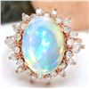 Image 1 : 4.95 CTW Natural Opal 14K Solid Rose Gold Diamond Ring