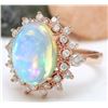 Image 2 : 4.95 CTW Natural Opal 14K Solid Rose Gold Diamond Ring
