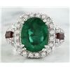 Image 1 : 5.20 CTW Emerald Ruby 18K White Gold Diamond Ring