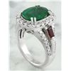 Image 3 : 5.20 CTW Emerald Ruby 18K White Gold Diamond Ring