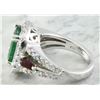 Image 6 : 5.20 CTW Emerald Ruby 18K White Gold Diamond Ring