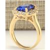 Image 3 : 4.15 CTW Natural Tanzanite And Diamond Ring In 14K Yellow Gold