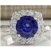Image 1 : 3.60 CTW Natural Blue Tanzanite And Diamond Ring 18K Solid White Gold