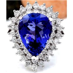 7.51 CTW Natural Tanzanite 18K Solid White Gold Diamond Ring