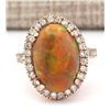 Image 1 : 6.32 CTW Natural Opal And Diamond Ring In 18K Rose Gold