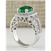 Image 3 : 4.21 CTW Natural Colombian Emerald And Diamond Ring In 14k White Gold