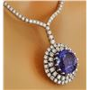 Image 3 : 22.09 CTW Natural Tanzanite 18K Solid White Gold Diamond Necklace