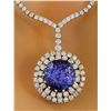 Image 4 : 22.09 CTW Natural Tanzanite 18K Solid White Gold Diamond Necklace