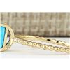 Image 2 : 1.20 CTW Natural Turquoise Ring In 18K Yellow Gold