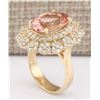 Image 3 : 7.51 CTW Natural Morganite And Diamond Ring In 14k Solid Yellow Gold