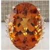 Image 1 : 32.41 CTW Natural Citrine And Diamond Ring In 18K Solid Yellow Gold
