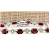 Image 1 : 6.24 CTW Natural Red Tourmaline And Diamond Bracelet In 14k Solid White Gold