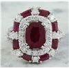Image 1 : 6.10 CTW Ruby 14K White Gold Diamond Ring
