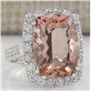 Image 2 : 13.03 CTW Natural Morganite And Diamond Ring In 18K White Gold
