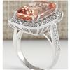 Image 3 : 13.03 CTW Natural Morganite And Diamond Ring In 18K White Gold
