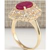 Image 3 : 4.05 CTW Natural Ruby And Diamond Ring In 18K Yellow Gold