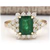 Image 1 : 2.05 CTW Natural Emerald And Diamond Ring In 14k Yellow Gold