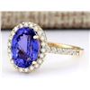 Image 2 : 4.30 CTW Natural Tanzanite And Diamond Ring In 14k Yellow Gold