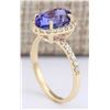 Image 3 : 4.30 CTW Natural Tanzanite And Diamond Ring In 14k Yellow Gold