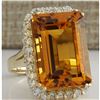 Image 2 : 16.61 CTW Natural Citrine And Diamond Ring 18K Solid Yellow Gold